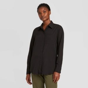Long Sleeve Open-Front Button-Down Shirt Prologue